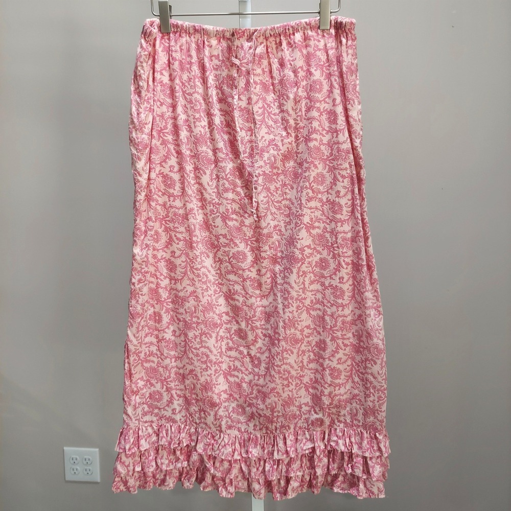 Mossimo Floral Paisley Ruffle Hem Cotton Midi Skirt M Cottagecore Boho Romantic